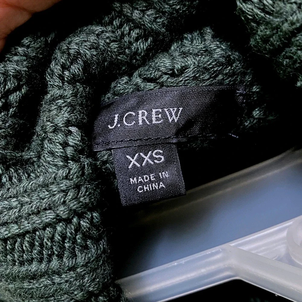 Cabincore Poncho Style J Crew Short Sleeve Turtleneck‎ Sweater Forest Green XXS